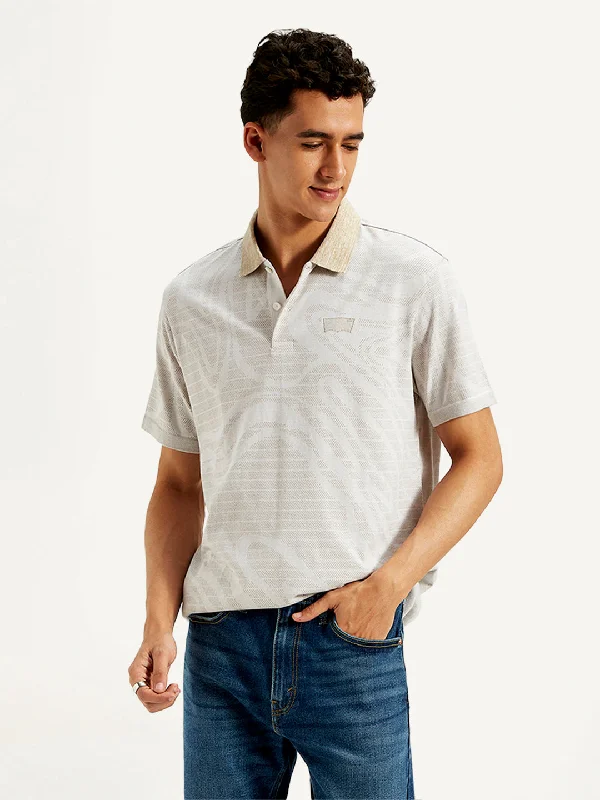 Stylish Comfort Men's Abstract Print Slim Fit Polo T-Shirt