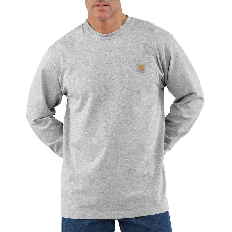 Carhartt Mens Grey Long Sleeve Pocket Work T-Shirt - K126HGY