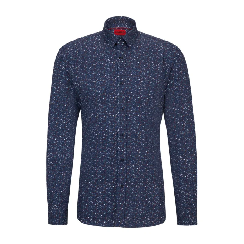 Customized Version Extra-slim-fit shirt in abstract-print cotton canvas