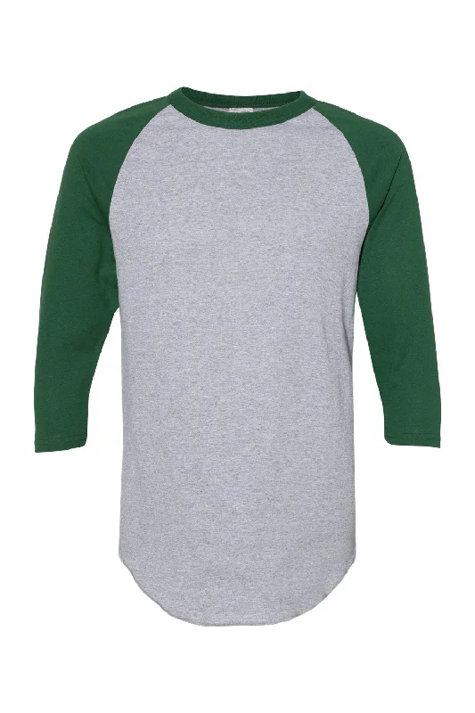 Boutique Recommendation Augusta Sportswear Mens Raglan 3/4 Sleeve Crewneck T-Shirt - Heather Grey/Dark Green