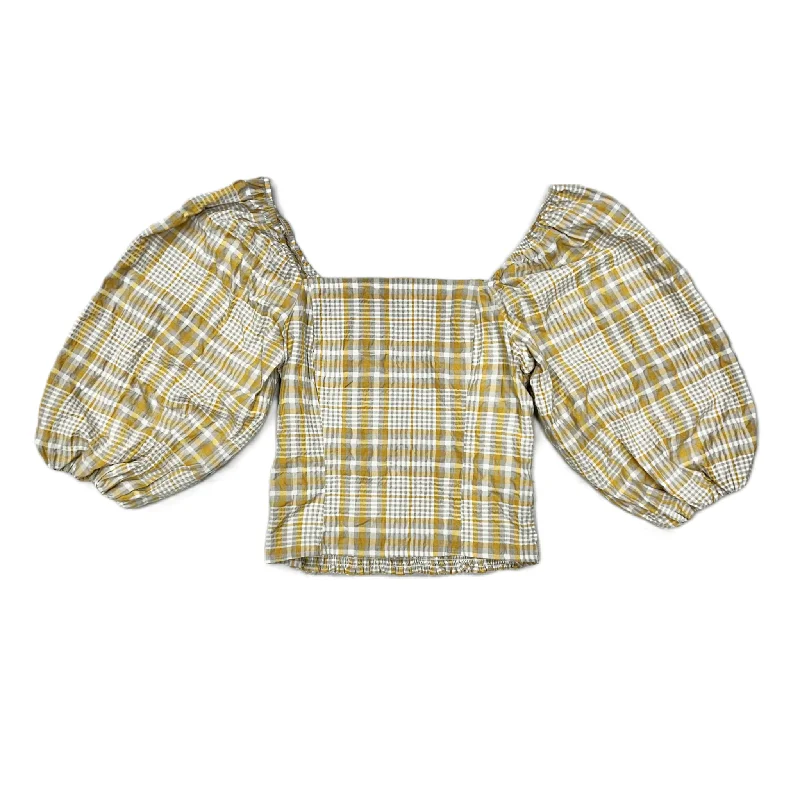 Luxe Comfort Top Long Sleeve By Maeve In Grey & Yellow, Size: M