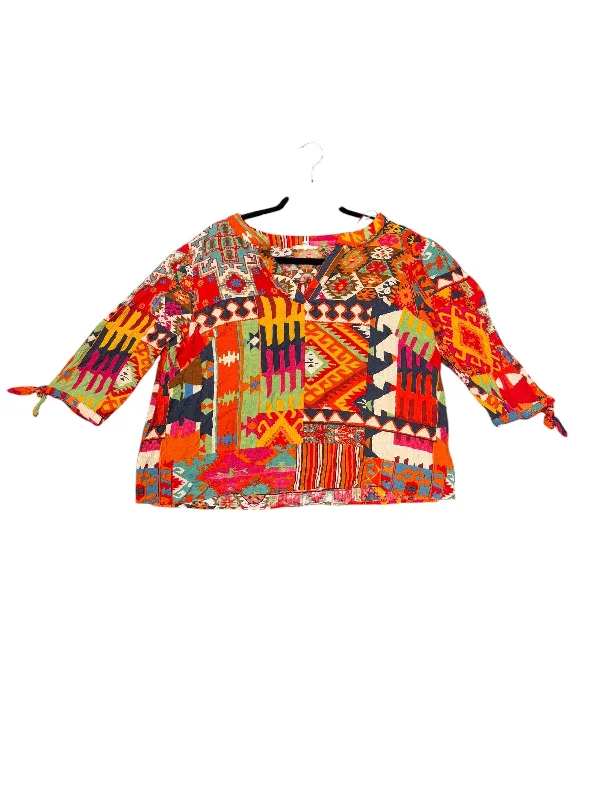 Light Dressing Top 3/4 Sleeve By Christian Siriano In Multi-colored, Size: 2x
