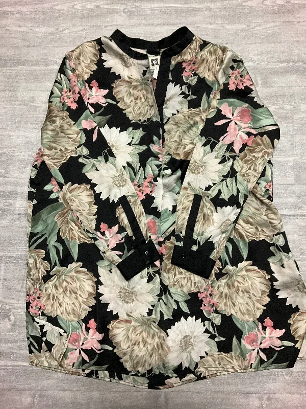 Fashion Expert Top Long Sleeve By Anne Klein In Floral Print, Size: Xl