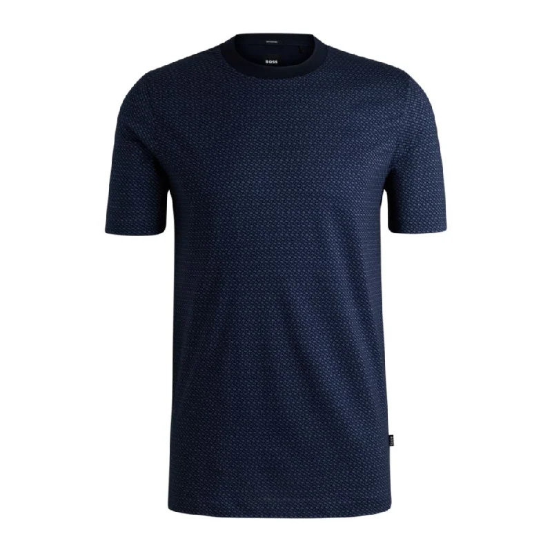 Mercerized-cotton T-shirt with two-tone monogram print