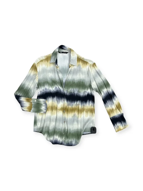 Fresh And Natural Top Long Sleeve By Zara In Blue & Green, Size: Xs