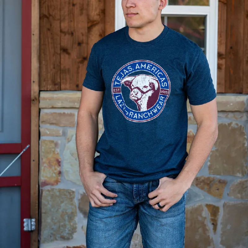 Lazy J Mens Ranch Wear Tejas T-Shirt - NAVTEJ