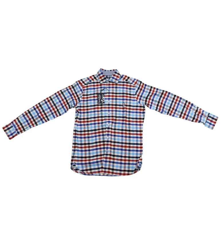 Basic Comfort Men's Yarn Dye Flannel Shirt In Red/white/blue
