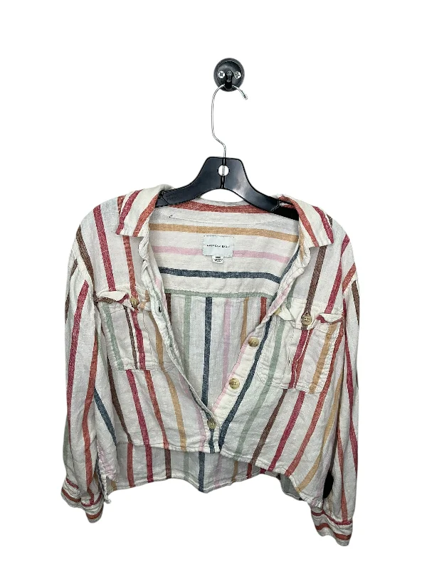 Fashion Pioneer Top Long Sleeve By American Eagle In Striped Pattern, Size: S