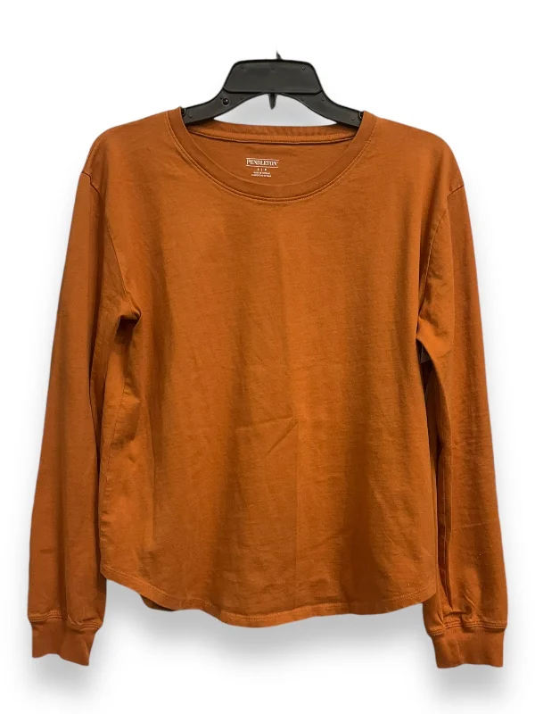 Everyday Style Top Long Sleeve Basic By Pendleton In Tan, Size: S