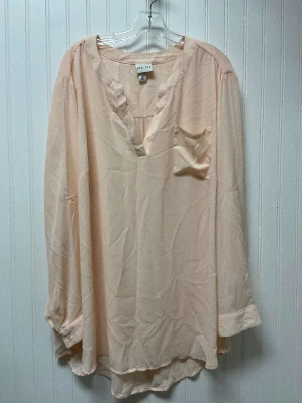 Fashionable Prints Peach Top Long Sleeve Ava & Viv, Size 3x