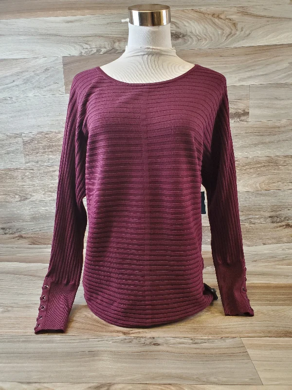 Light And Breathable Top Long Sleeve By New York And Co In Maroon, Size: M