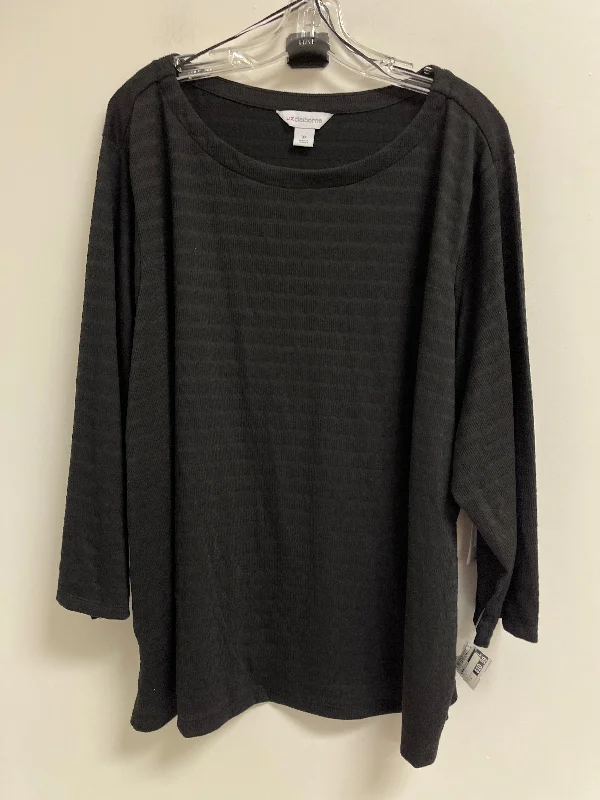 British Style Top Long Sleeve By Liz Claiborne In Black, Size: 3x