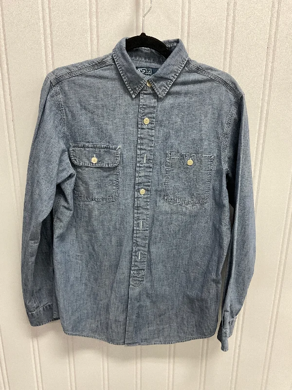 Effortless Looks Top Long Sleeve By Polo Ralph Lauren In Blue, Size: M