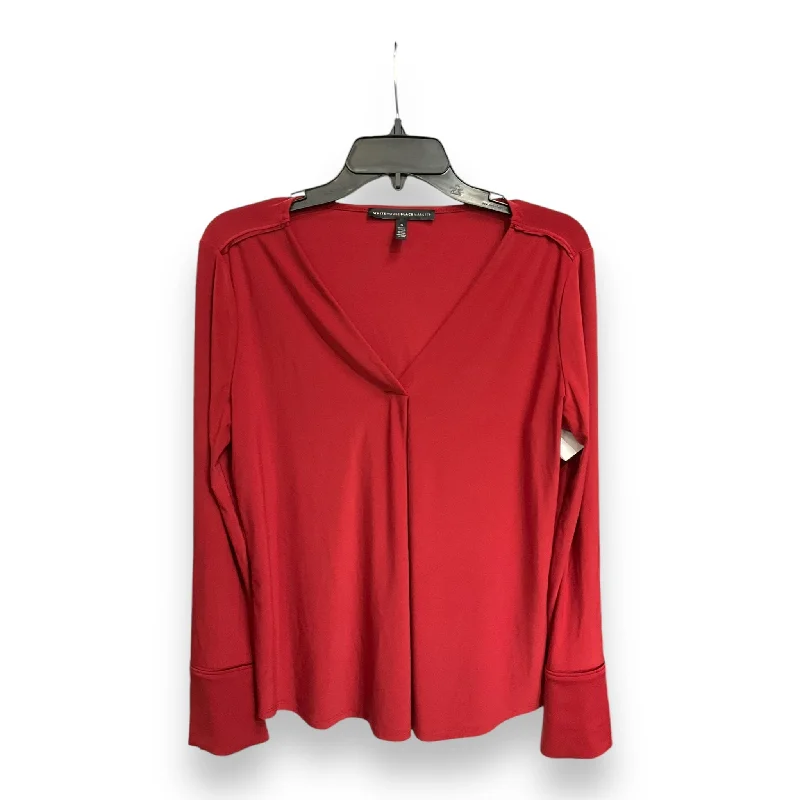 Cozy Essentials Wear Top Long Sleeve Basic By White House Black Market In Red, Size: S