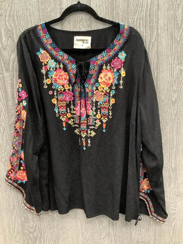 Soft Layers Top Long Sleeve By Savanna Jane In Black, Size: 3x