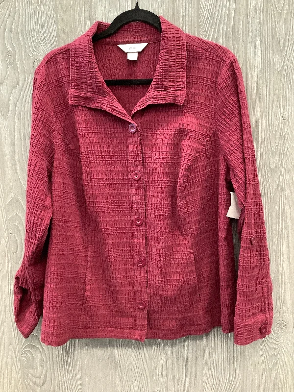 Elegant Comfort Top Long Sleeve By Cj Banks In Red, Size: 1x