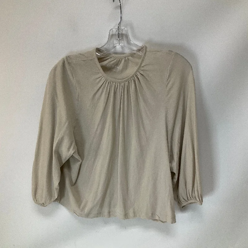 Party Wear Top Long Sleeve By Everlane In Cream, Size: M
