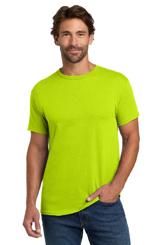 Elegant Wear Hanes Mens ComfortSoft Short Sleeve Crewneck T-Shirt - Safety Green