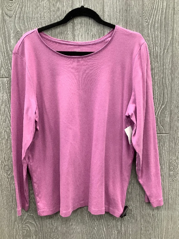 Perfect Tailoring Top Long Sleeve Basic By Cj Banks In Purple, Size: 1x