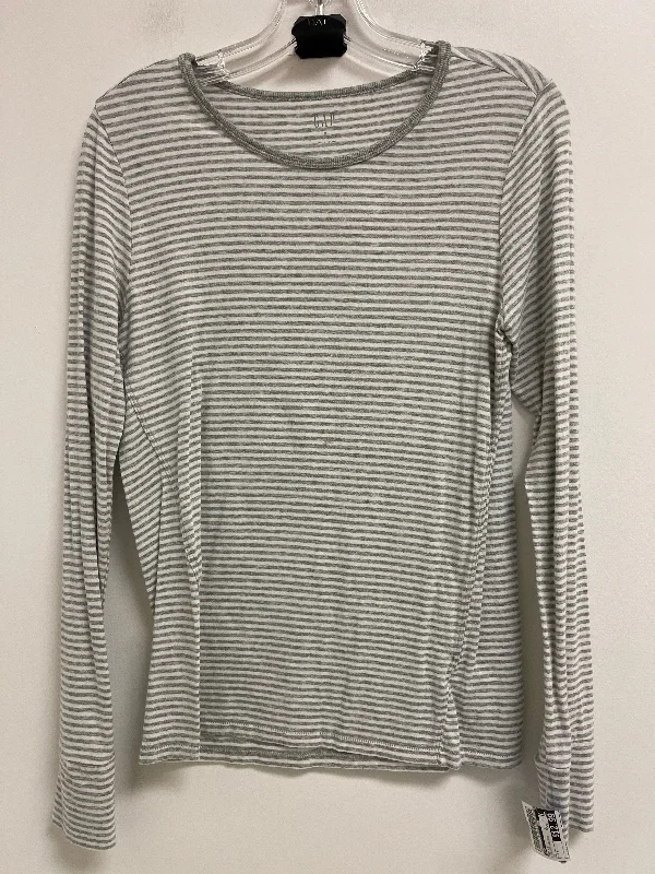 Breezy Comfort Top Long Sleeve By Gap In Striped Pattern, Size: M