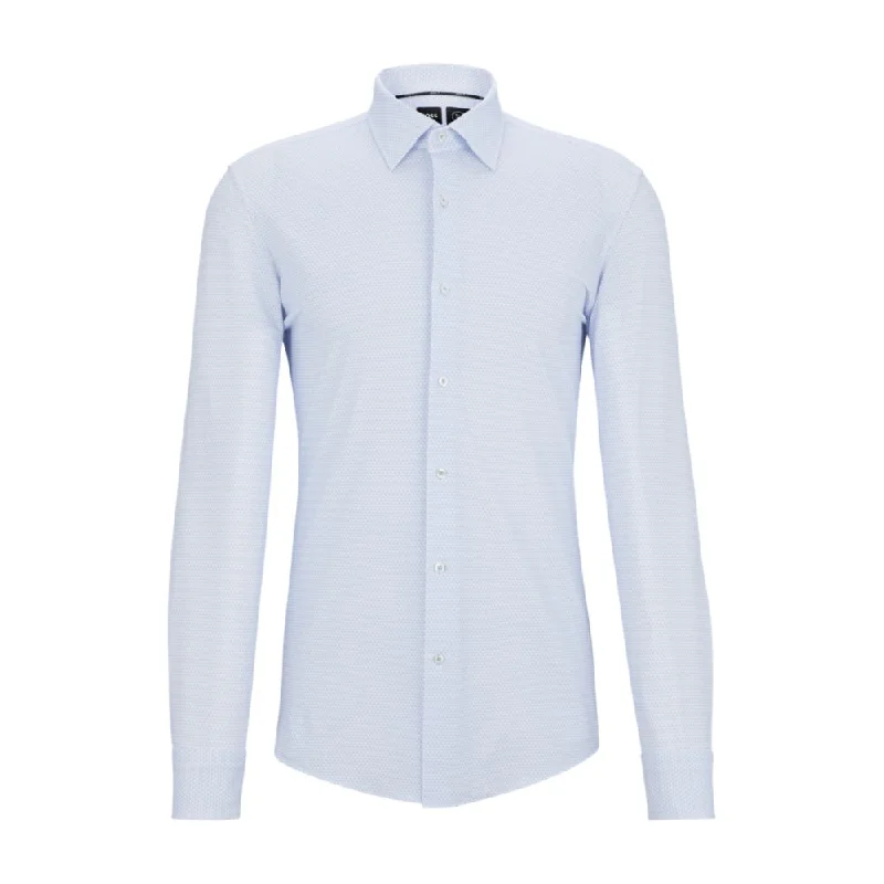 Slim-fit shirt in geometric-print performance-stretch material