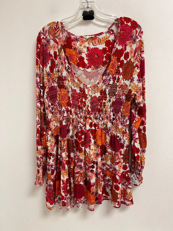 Relaxed Tops Top Long Sleeve By Jane And Delancey In Floral Print, Size: L