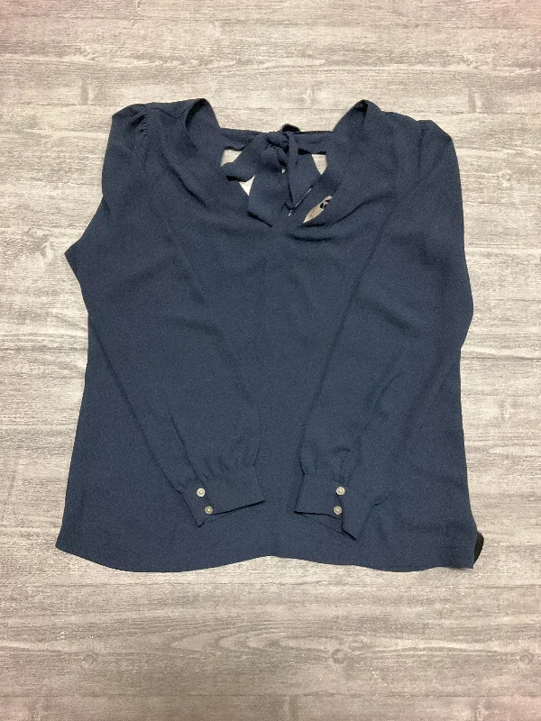 Casual Choice Top Long Sleeve By Loft In Blue, Size: S