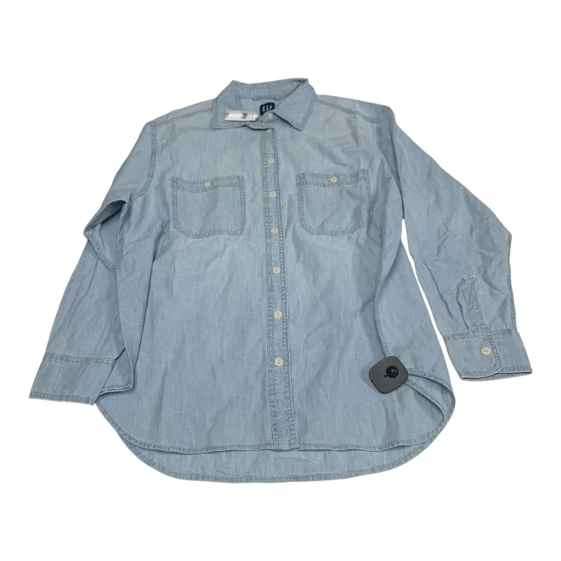 Relaxed Style Top Long Sleeve By Gap In Blue, Size: S