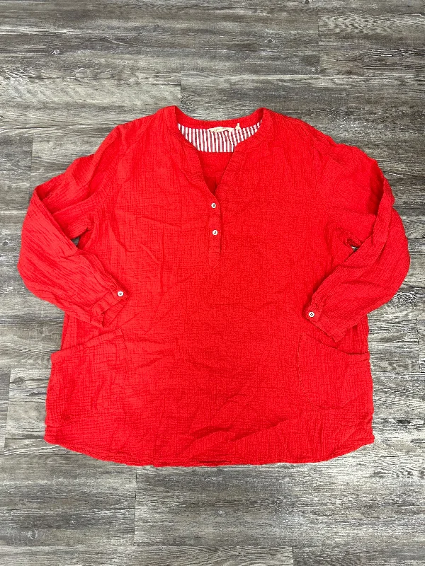 Simple Elegance Top 3/4 Sleeve By Soft Surroundings In Red, Size: 3x
