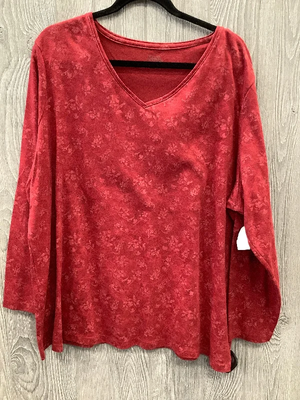 Breathable Style Top Long Sleeve By Falls Creek In Red, Size: 3x
