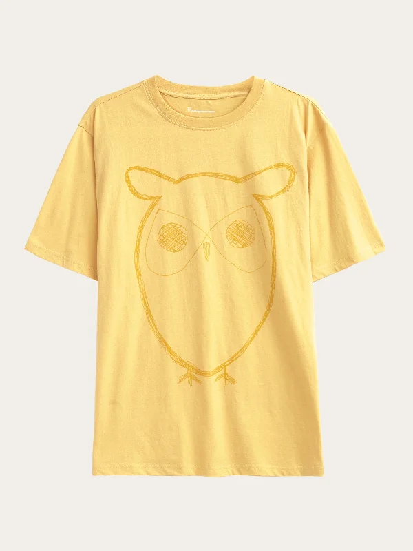 Sports And Leisure Regular big owl front print t-shirt - GOTS - Misted Yellow
