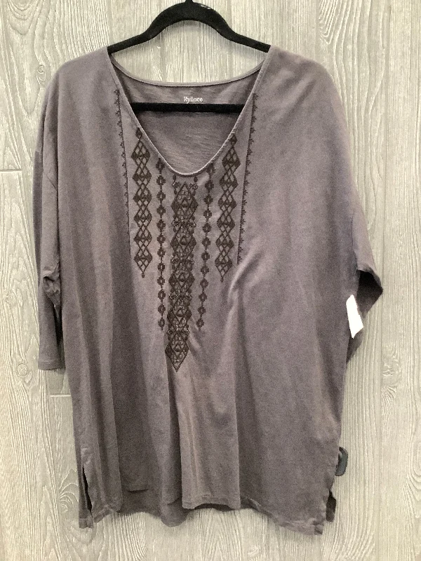 Unique Prints Top 3/4 Sleeve By Clothes Mentor In Brown, Size: 1x