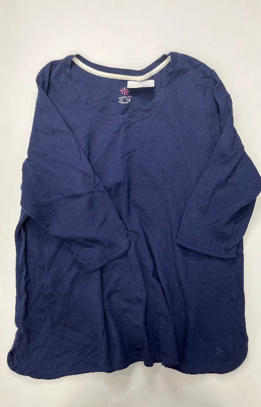 Fresh And Fashionable Navy Top Long Sleeve Isaac Mizrahi Live Qvc, Size 2x
