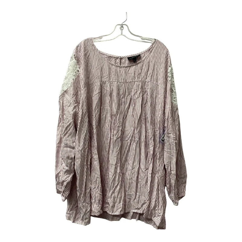Casual Street Top Ls By Lane Bryant In Purple & White, Size:4X