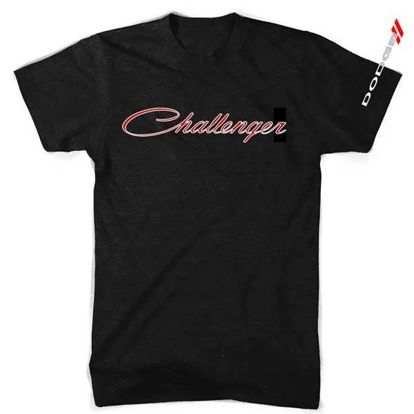 Fashion Innovation Mens Dodge Challenger T-shirt (2 color print on Black)