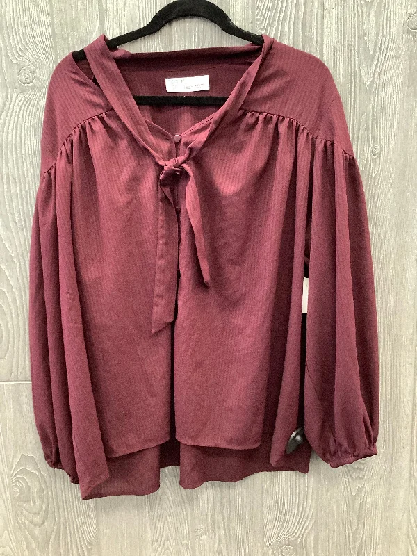 Trendy Wear Top Long Sleeve By Time And Tru In Purple, Size: 3x
