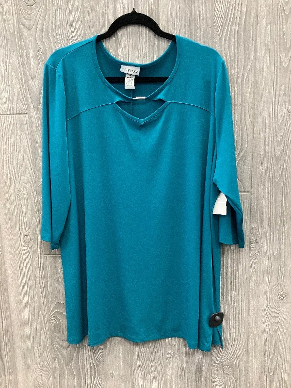 New Season Series Top 3/4 Sleeve By Catherines In Blue, Size: 1x