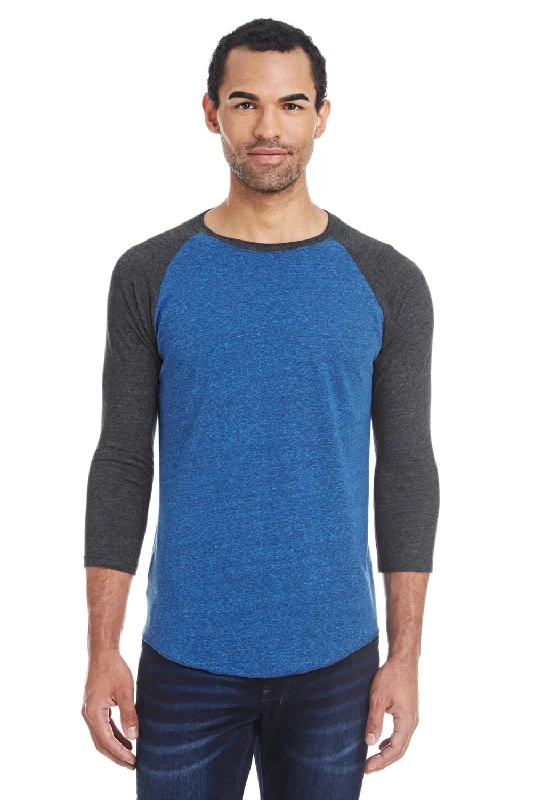 Playful Style Threadfast Apparel Mens 3/4 Sleeve Crewneck T-Shirt - Royal Blue/Black