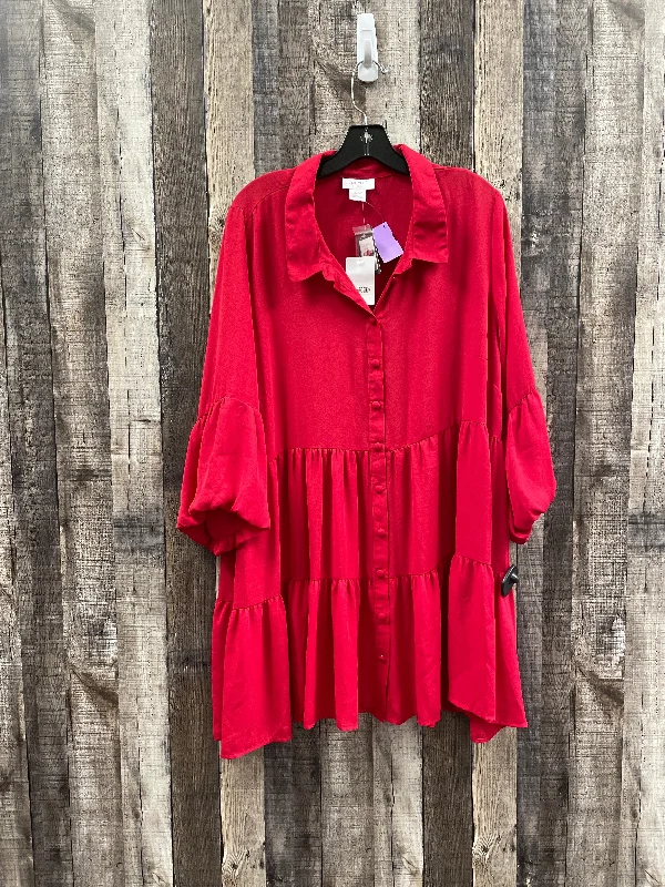 Must-have For Fashion Red Tunic Long Sleeve Avenue, Size 2x