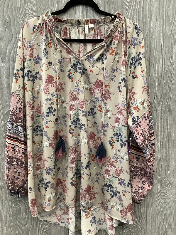 Comfortable Tops Top Long Sleeve By Cato In Tan, Size: 3x