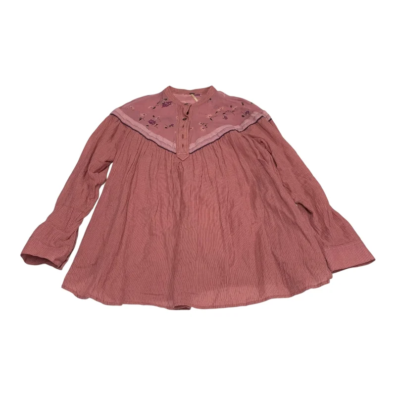 Stylish Comfort Top Long Sleeve By Free People In Pink, Size: Xs