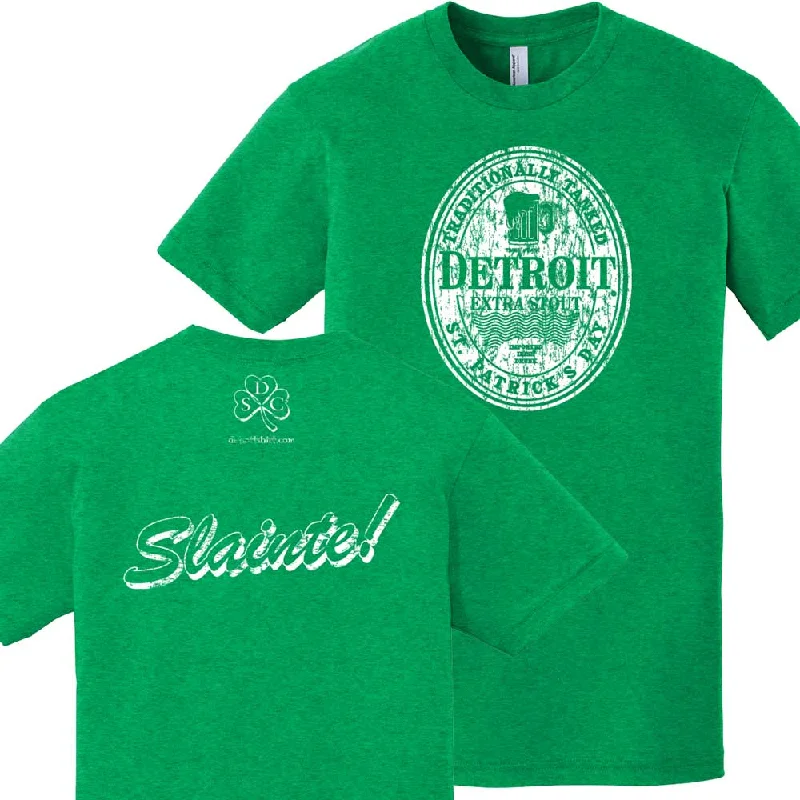 High Street Fashion Mens Detroit Extra Stout St. Patrick's Day T-shirt (Heather Kelly Green)