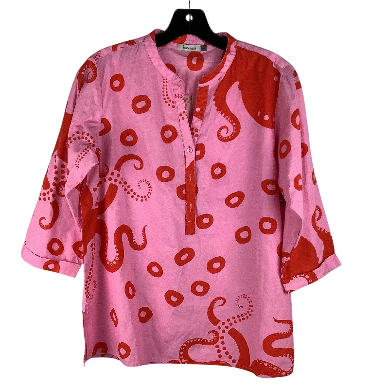 Comfortable Dresses Top Long Sleeve By Cmc In Pink & Red, Size: M