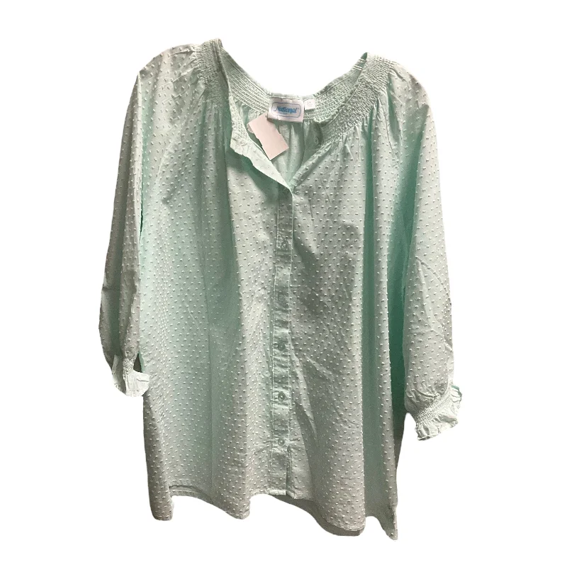 Romantic Data Green Top 3/4 Sleeve National, Size 3x