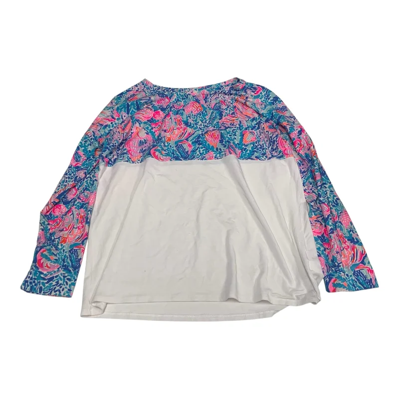 Cozy Apparel Top Long Sleeve Designer By Lilly Pulitzer In Blue & Pink, Size: L