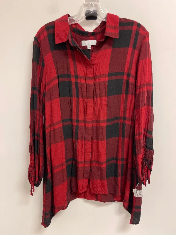Elegant Wear Top Long Sleeve By New Directions In Red, Size: Xl