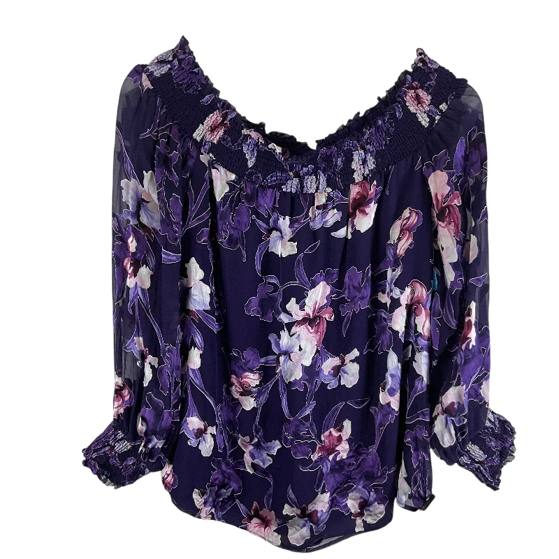 Elegant Style Top Long Sleeve By White House Black Market In Purple, Size: S