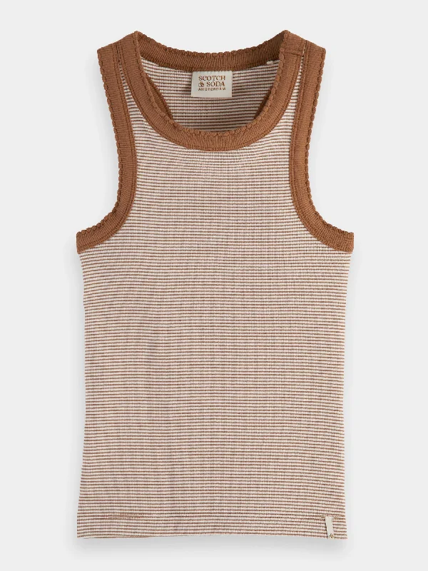 Kids - Fitted rib-knitted racerback tank top