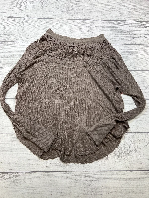 Effortless Elegance Top Long Sleeve By Free People In Brown, Size: M