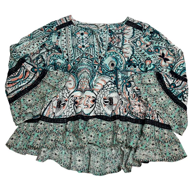 Luxury Style Blue Top Long Sleeve Crown And Ivy, Size 2x